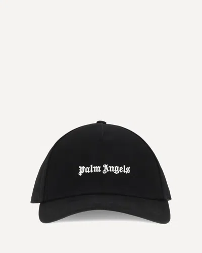 Palm Angels Logo Baseball Cap Curved Brim Design In Black