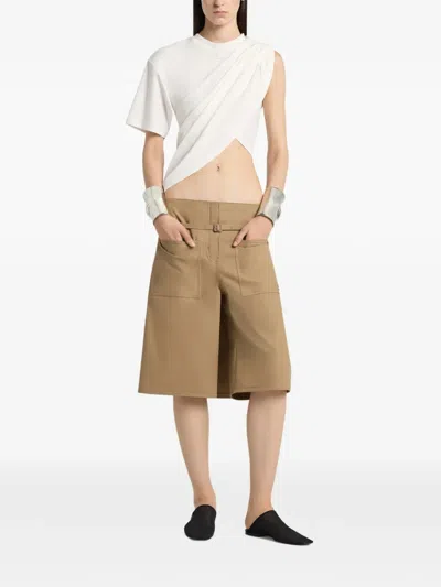 Courrèges Back-panel Belted Shorts In Neutral