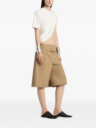 Courrèges Back-panel Belted Shorts In Neutral