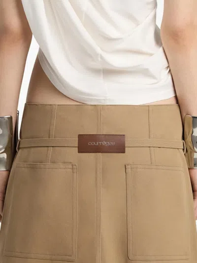 Courrèges Back-panel Belted Shorts In Neutral