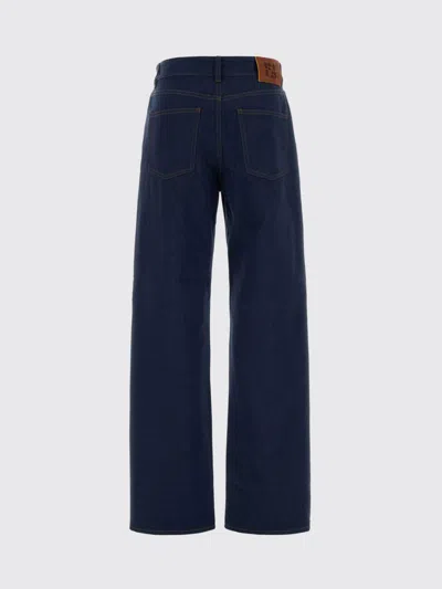 Fendi High-waisted And Straight Leg Five-pocket Jeans Clothing In Blue