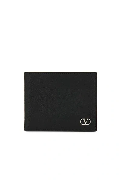 Valentino Vlogo Signature Billfold Black Leather Wallet In Black