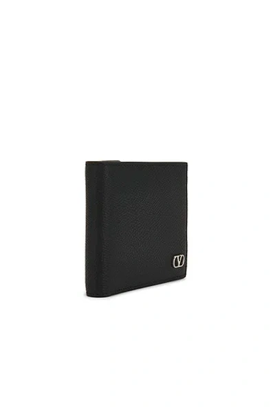 Valentino Vlogo Signature Billfold Black Leather Wallet In Black