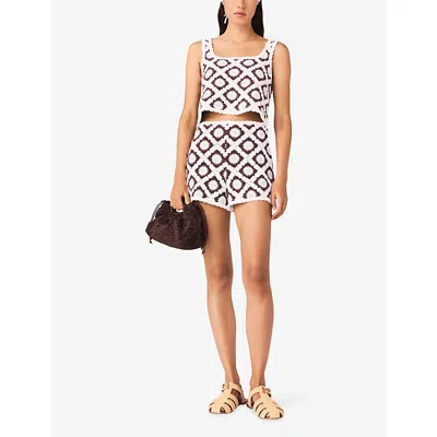 Maje Floral-embroidered Crochet Top In Multi