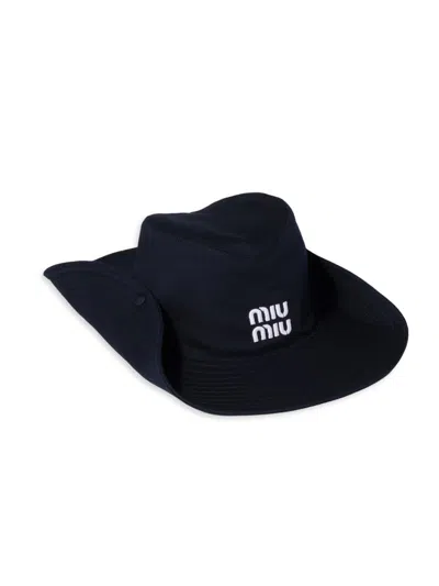 Miu Miu Drill Hat In Blue