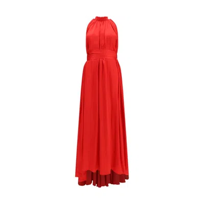 Sa Su Phi Multicolor Polyester Long Dress In Red