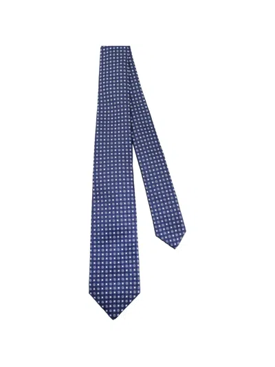 Kiton Patterned Tie In Blue