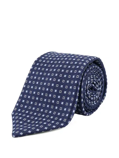 Kiton Patterned Tie In Blue