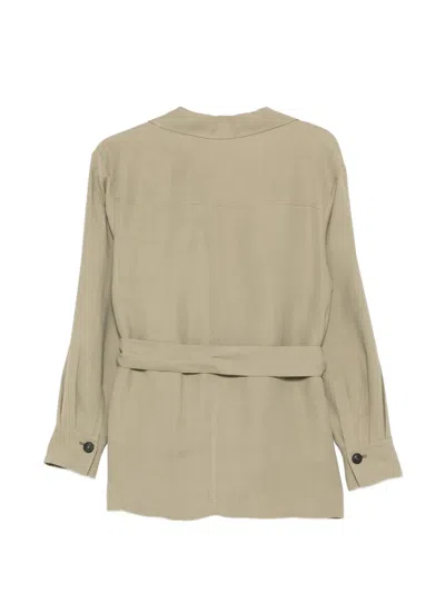 Antonelli Button Belted Jacket In Green