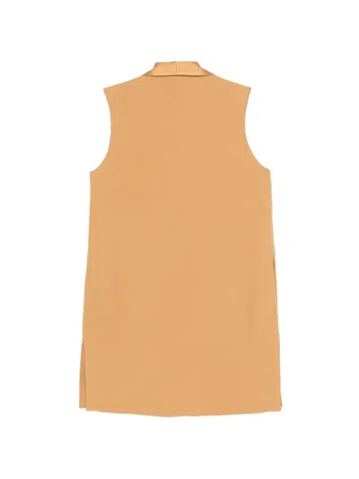 Antonelli Yellow Solid Sleeveless Jacket In Brown