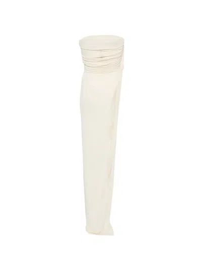 Rick Owens Ruched Split Top In Neutral