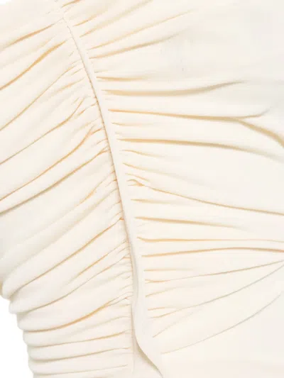 Rick Owens Ruched Split Top In Neutral