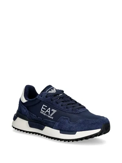 Ea7 Logo-print Sneakers In Blue