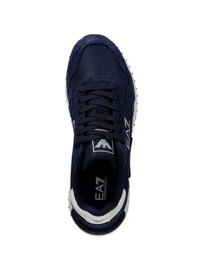 Ea7 Logo-print Sneakers In Blue
