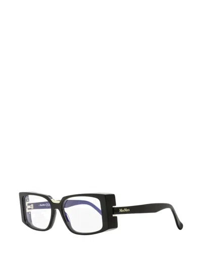 Max Mara Eyewear Rectangular Gold-tone Glasses In Black