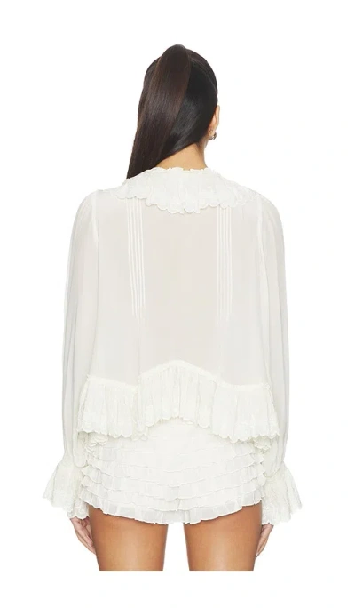 Loveshackfancy Avee Silk Ruffled Blouse In White