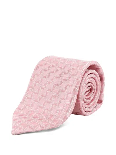 Kiton Geometric-pattern Tie In Pink