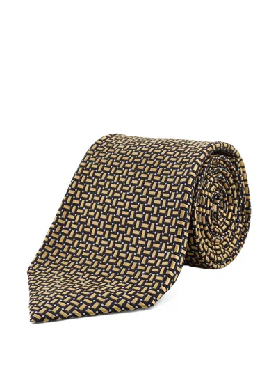 Kiton Patterned Tie In Brown