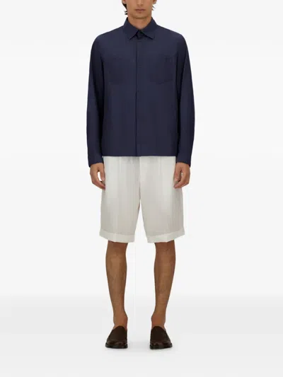 Herno Shacket In Micro Ripstop Nylon In Blue