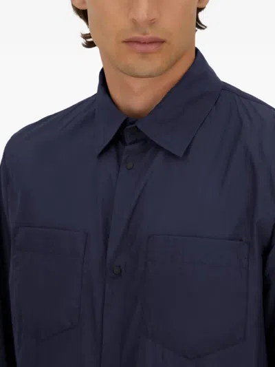 Herno Shacket In Micro Ripstop Nylon In Blue