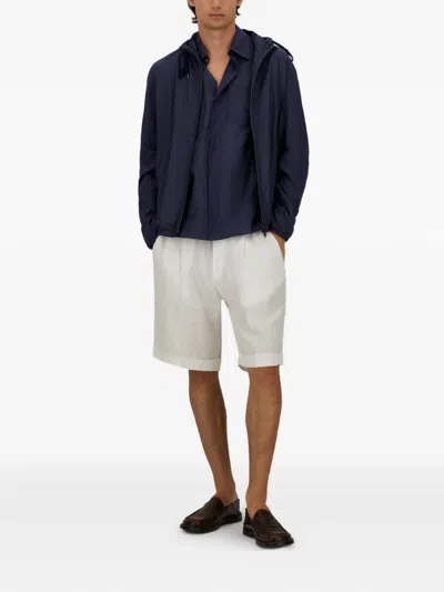 Herno Shacket In Micro Ripstop Nylon In Blue