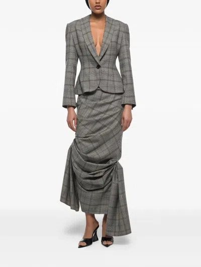 Anouki Check-pattern Blazer In Gray
