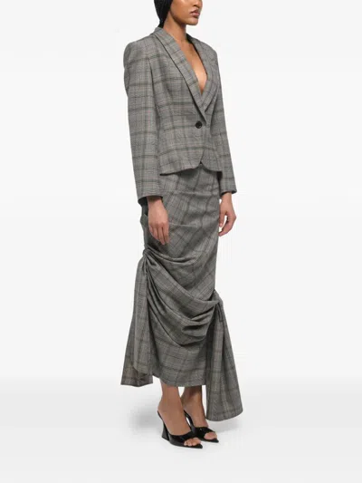 Anouki Check-pattern Blazer In Gray
