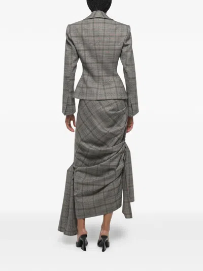 Anouki Check-pattern Blazer In Gray