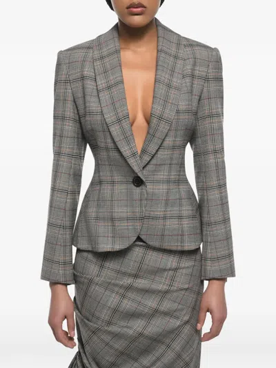 Anouki Check-pattern Blazer In Gray