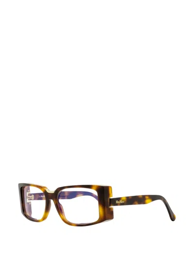 Max Mara Eyewear Rectangular Gold-tone Glasses In Brown
