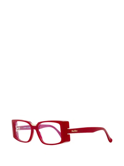 Max Mara Eyewear Rectangle Sculpted Glasses In Red
