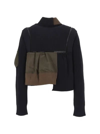 Sacai Patchwork Zip Jacket In Multi