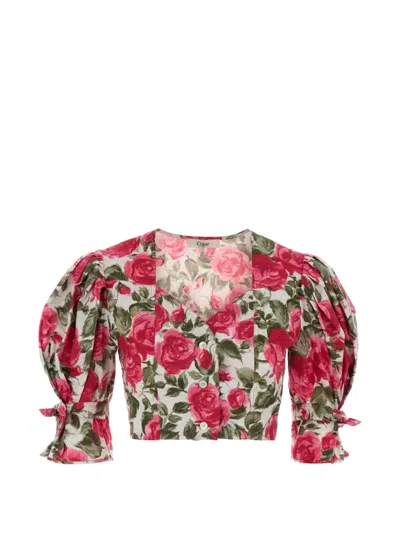 FLORAL PRINT CROPPED BLOUSE