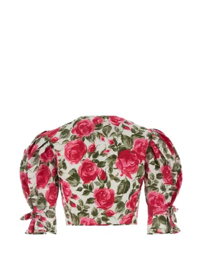 FLORAL PRINT CROPPED BLOUSE