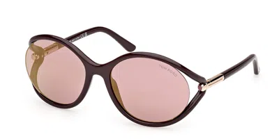Tom Ford Melody Brown Mirror Oval Ladies Sunglasses Ft1090 48z 59