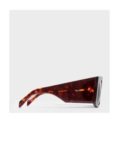 Celine Rectangular Frame Sunglasses In Brown