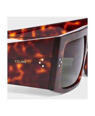 Celine Rectangular Frame Sunglasses In Brown