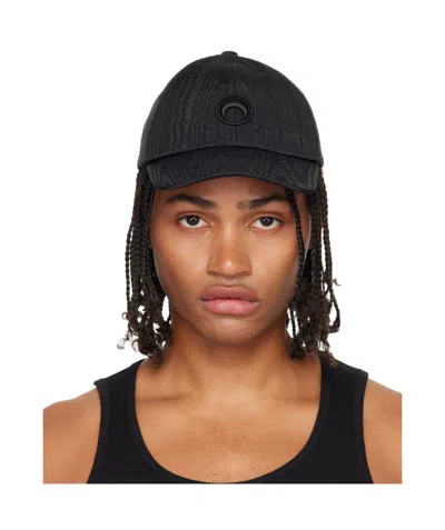 Marine Serre Structured Black Baseball Cap With Adjustable Strap In Black