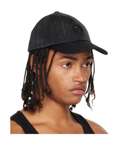 Marine Serre Structured Black Baseball Cap With Adjustable Strap In Black