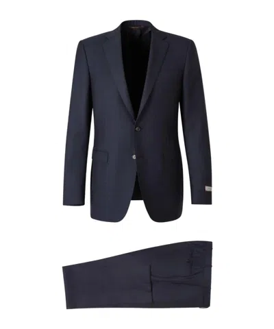 Canali Notched-lapel Single-breasted Suit In Blue