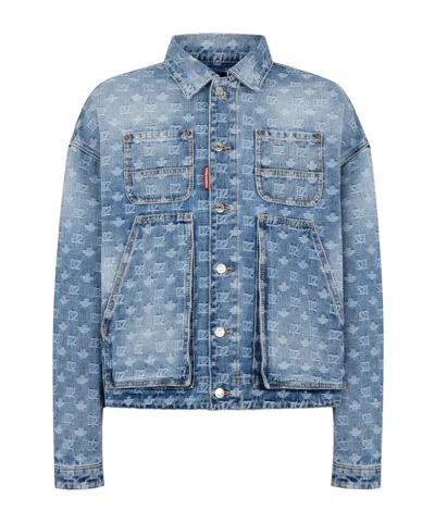 Dsquared2 Logo-embellishment Denim Jacket In Blue