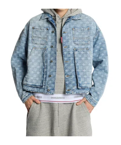 Dsquared2 Logo-embellishment Denim Jacket In Blue