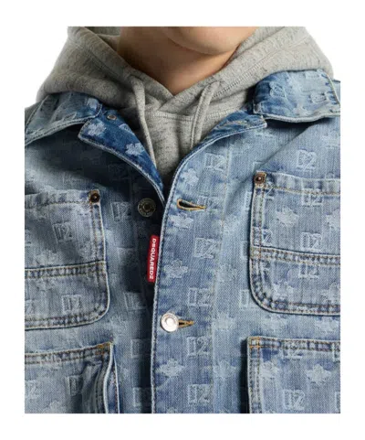 Dsquared2 Logo-embellishment Denim Jacket In Blue