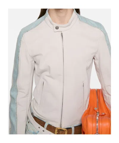 Acne Studios Denim-panel Jacket In White