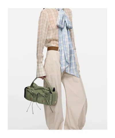 Acne Studios Drawstring Gathered Shoulder Bag In Green