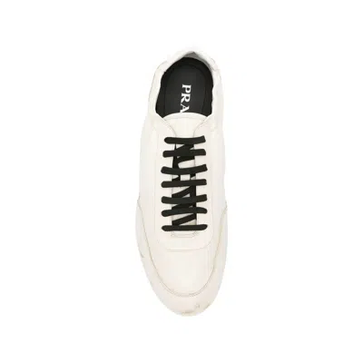 Prada Collapse Lace-up Sneakers In White
