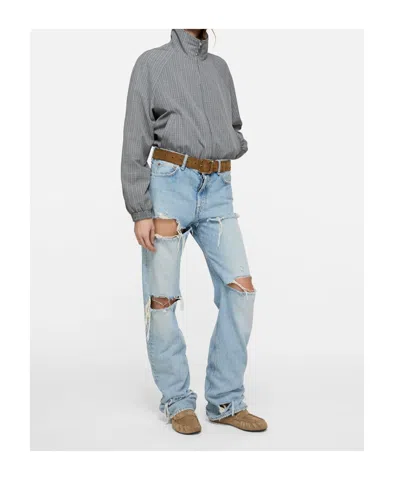 Acne Studios Plaid Zip Jacket In Gray