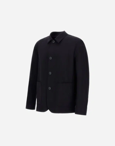 Herno Regular Fit Lightweight Stretch Wool Jacket In Black