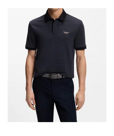 Hugo Boss X Aston Martin Polo Shirt In Cotton Jacquard In Blue