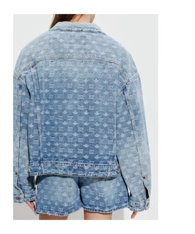 Dsquared2 Buttoned Graphic Jean Jackets In Blue